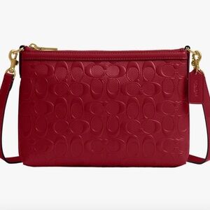 ♥️ Coach NWT Red Embossed Patent Leather Legacy Crossbody Bag /Gold Hardware
